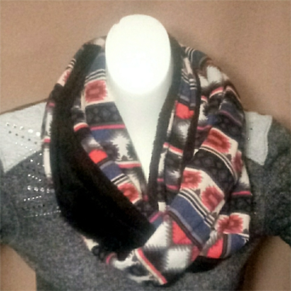 Tribal Fur-Lined Infinity Scarf